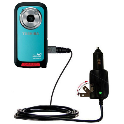Car & Home 2 in 1 Charger compatible with the Toshiba Camileo BW10 Waterproof HD Camcorder