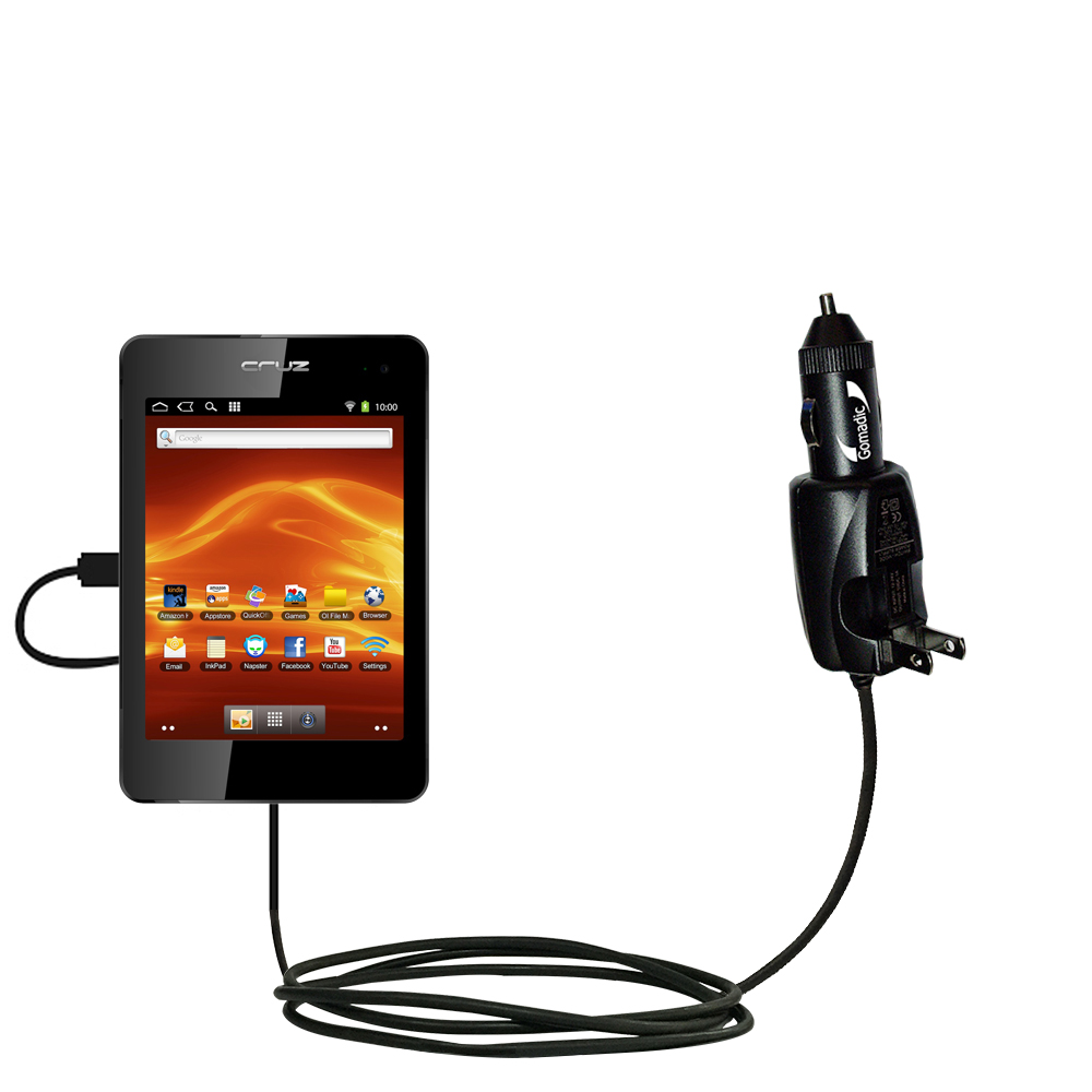 Car & Home 2 in 1 Charger compatible with the Velocity Micro Cruz T408