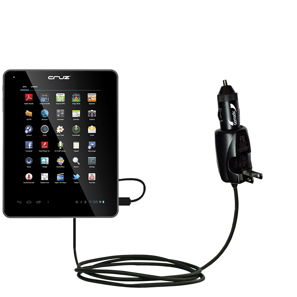 Car & Home 2 in 1 Charger compatible with the Velocity Micro Cruz T510