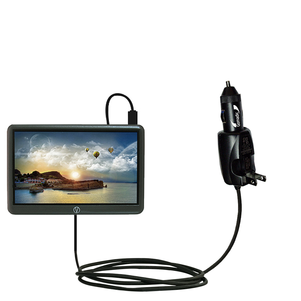 Intelligent Dual Purpose DC Vehicle and AC Home Wall Charger suitable for the Visual Land V-Tap VL-902 - Two critical functions; one unique charger - Uses Gomadic Brand TipExchange Technology