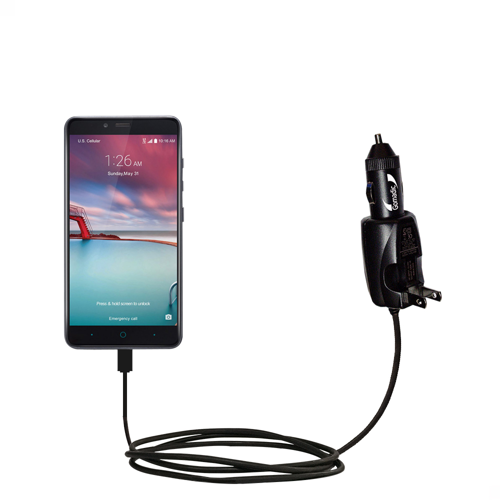 Car & Home 2 in 1 Charger compatible with the ZTE ZMAX Pro