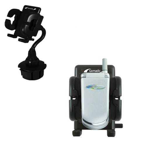 Gomadic Brand Car Auto Cup Holder Mount suitable for the Motorola V150 - Attaches to your vehicle cupholder