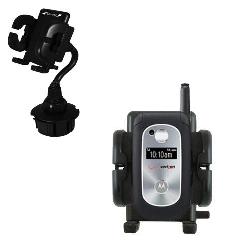 Gomadic Brand Car Auto Cup Holder Mount suitable for the Motorola v325i - Attaches to your vehicle cupholder