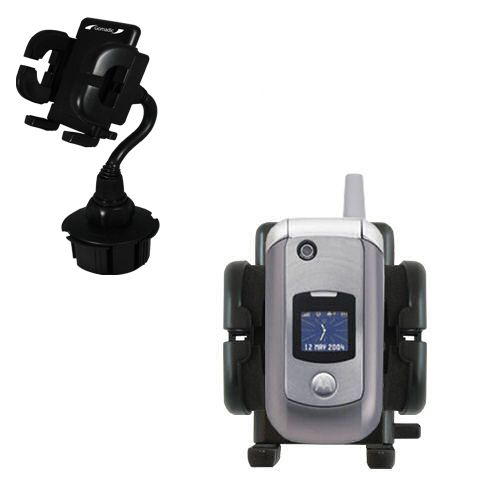 Gomadic Brand Car Auto Cup Holder Mount suitable for the Motorola V975 - Attaches to your vehicle cupholder