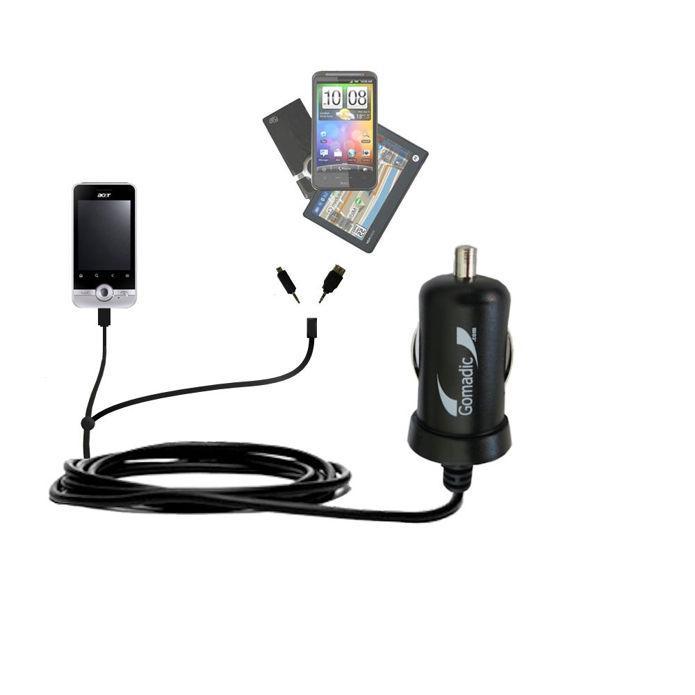mini Double Car Charger with tips including compatible with the Acer beTouch E120