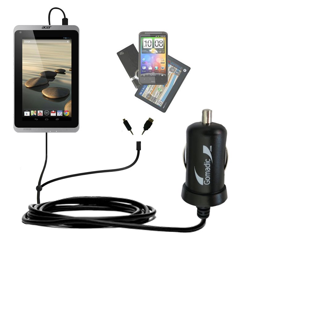 mini Double Car Charger with tips including compatible with the Acer Iconia A1-830