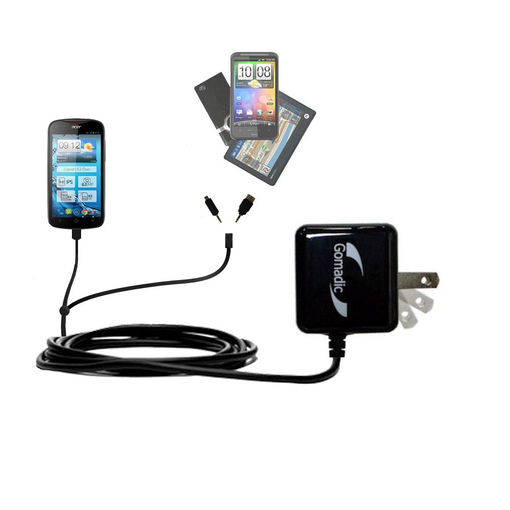 Double Wall Home Charger with tips including compatible with the Acer Liquid E2