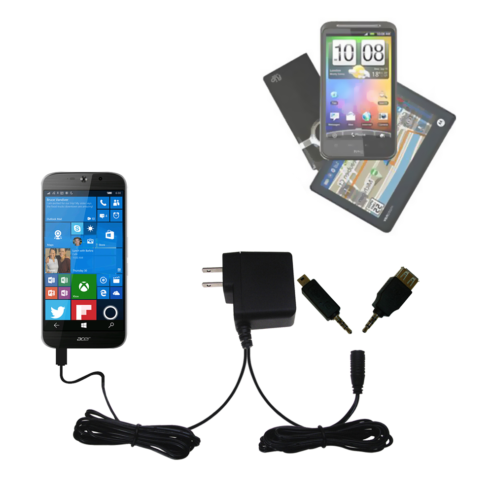 Double Wall Home Charger with tips including compatible with the Acer Liquid Jade Primo