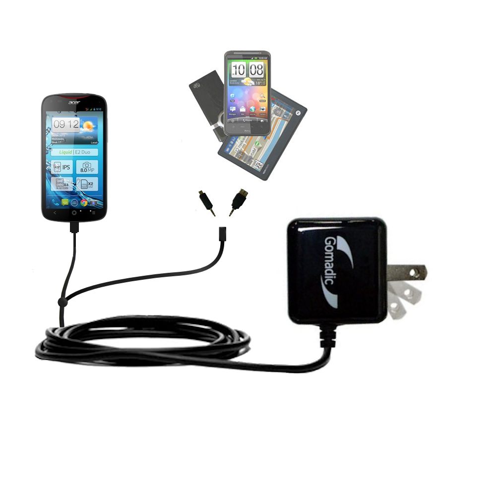 Double Wall Home Charger with tips including compatible with the Acer Liquid S2
