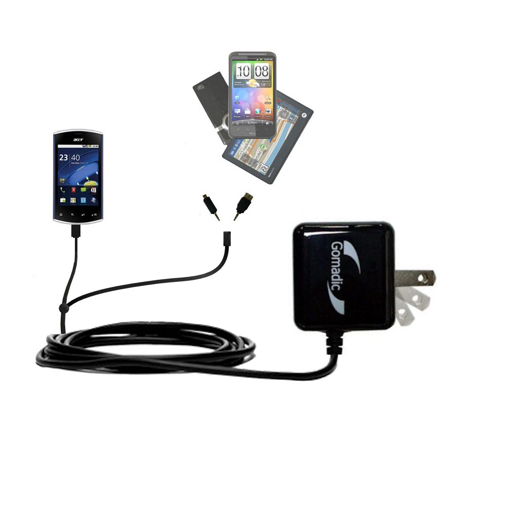 Double Wall Home Charger with tips including compatible with the Acer Liquid mini