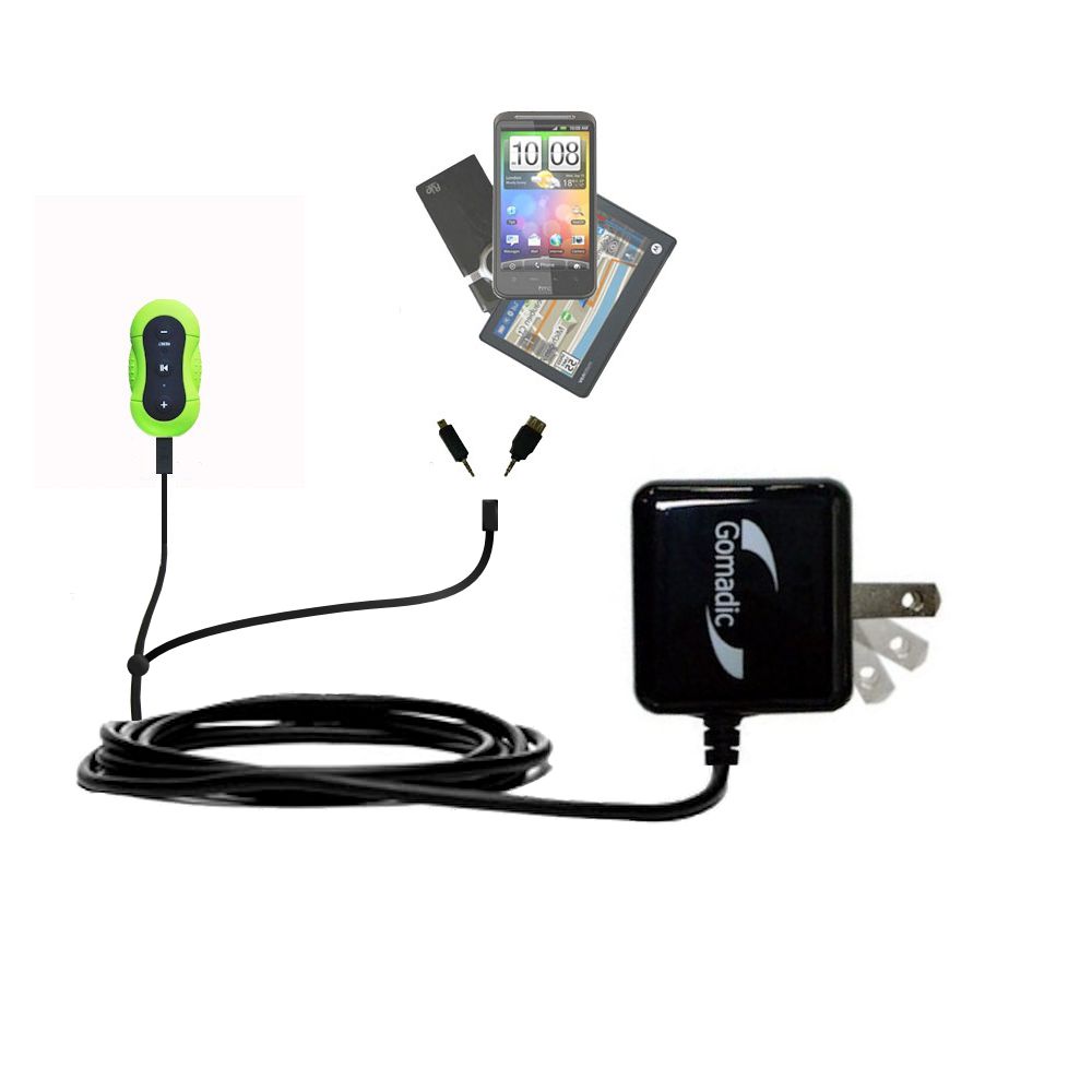 Double Wall Home Charger with tips including compatible with the Aerb Waterproof MP3 Player