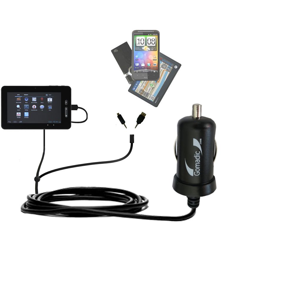 mini Double Car Charger with tips including compatible with the AGPtek 7 8 9 10 Inch Tablets