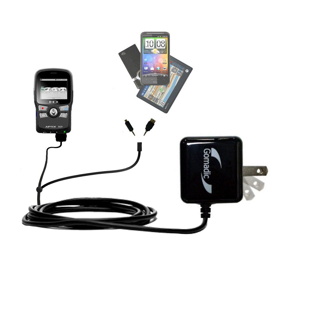 Double Wall Home Charger with tips including compatible with the Aiptek i2 3D Video Camcorder