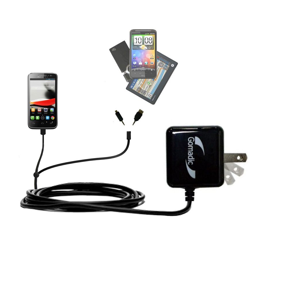 Double Wall Home Charger with tips including compatible with the Alcatel One Touch Evolve