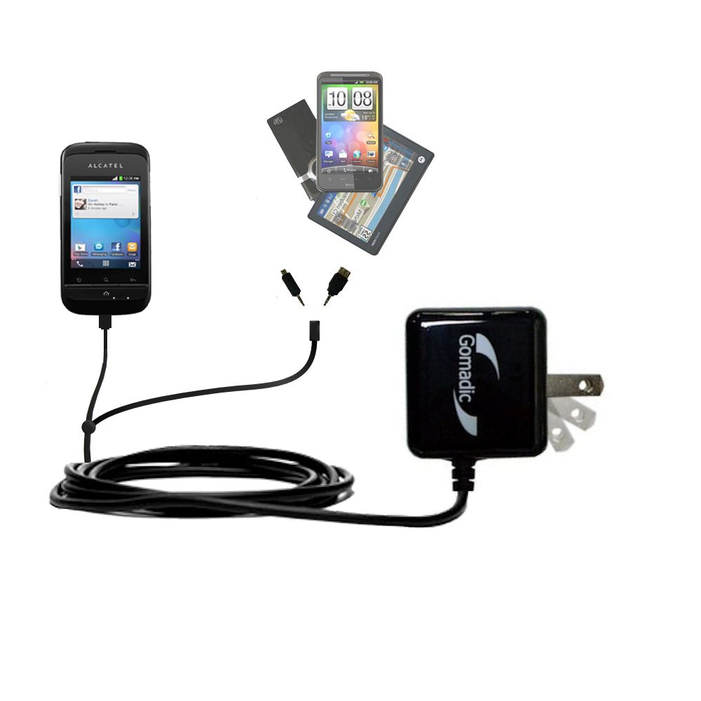 Double Wall Home Charger with tips including compatible with the Alcatel One Touch Hero