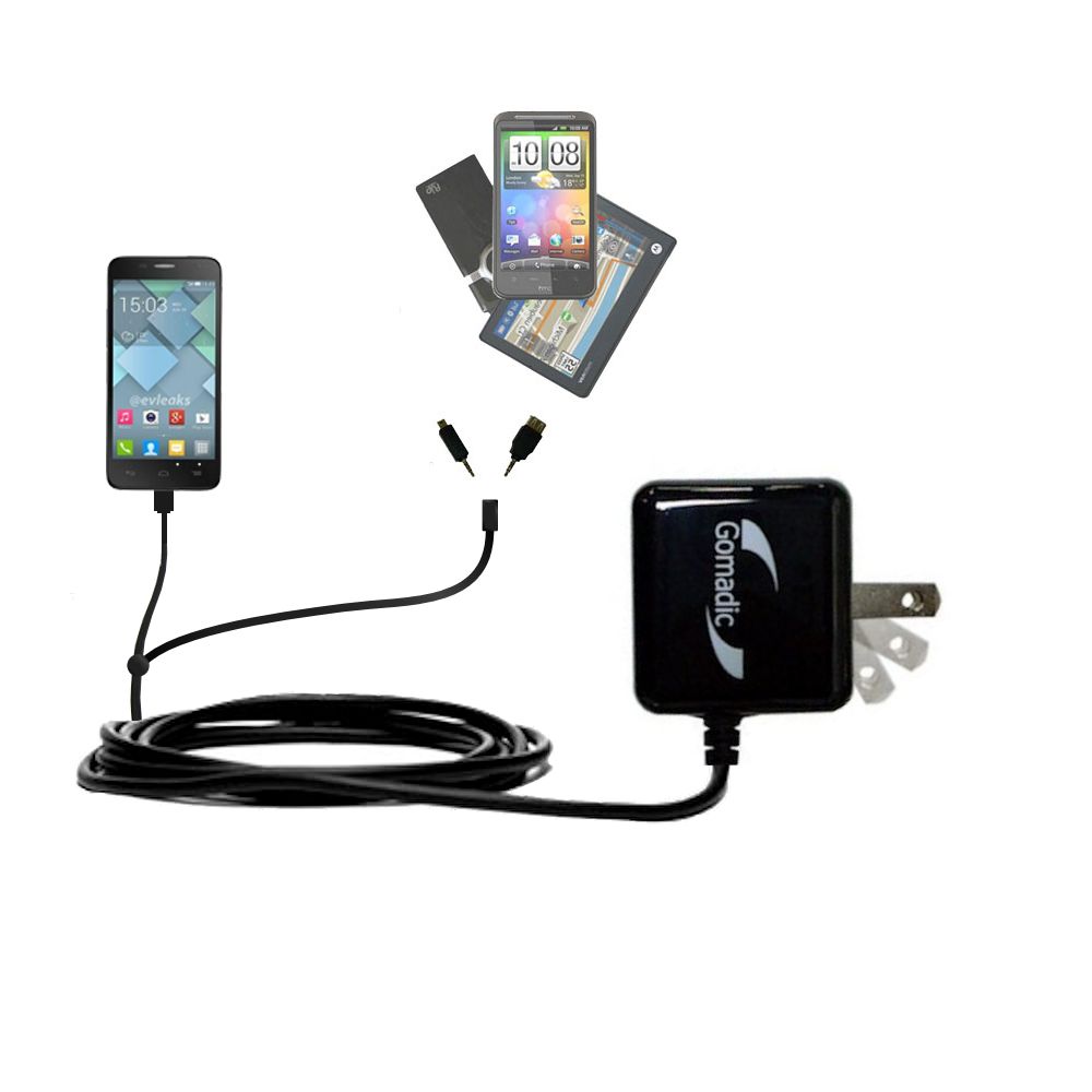 Double Wall Home Charger with tips including compatible with the Alcatel One Touch Idol S / Alpha