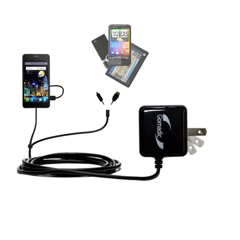 Double Wall Home Charger with tips including compatible with the Alcatel One Touch Snap