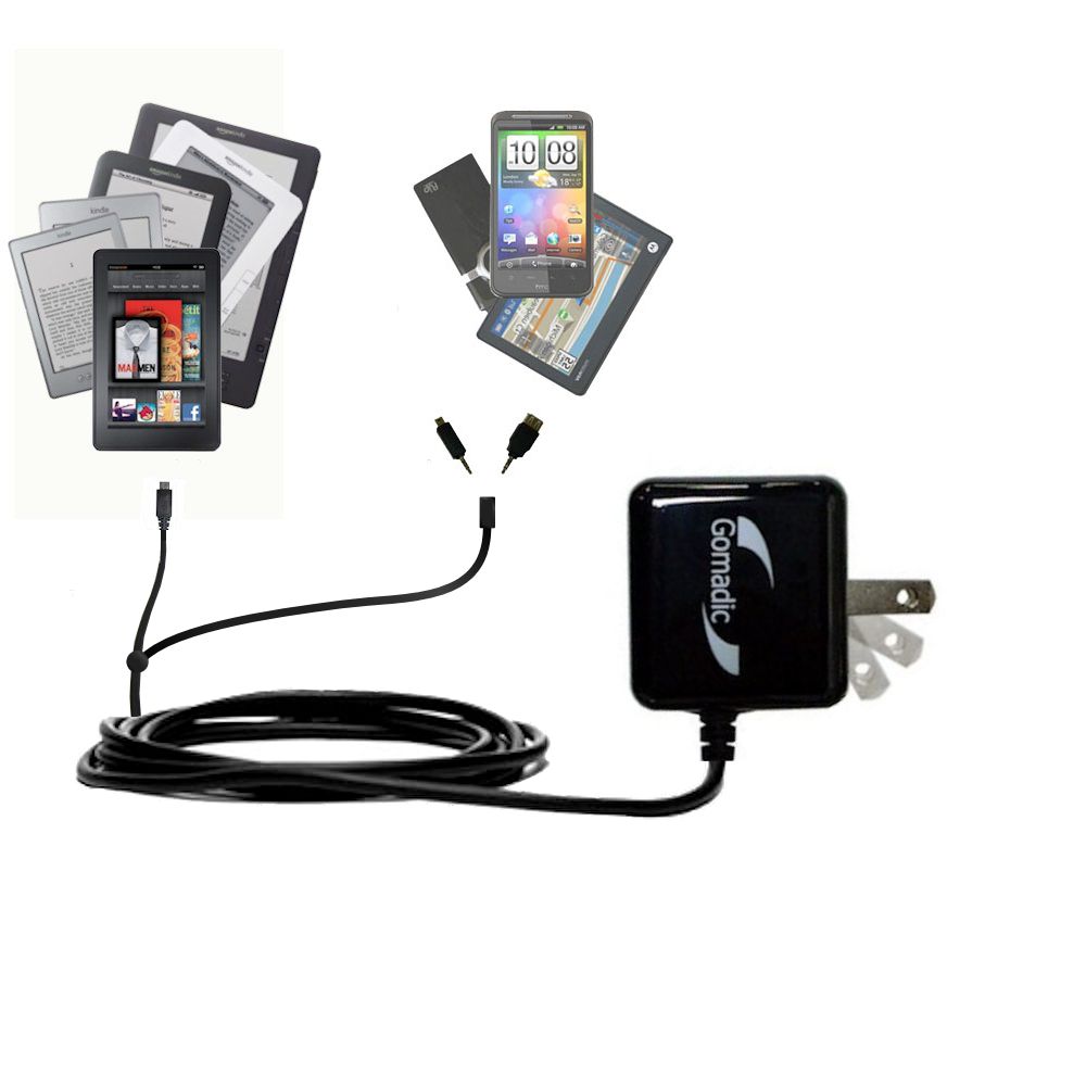 Double Wall Home Charger with tips including compatible with the Amazon Kindle Fire HD / HDX / DX / Touch / Keyboard / WiFi / 3G