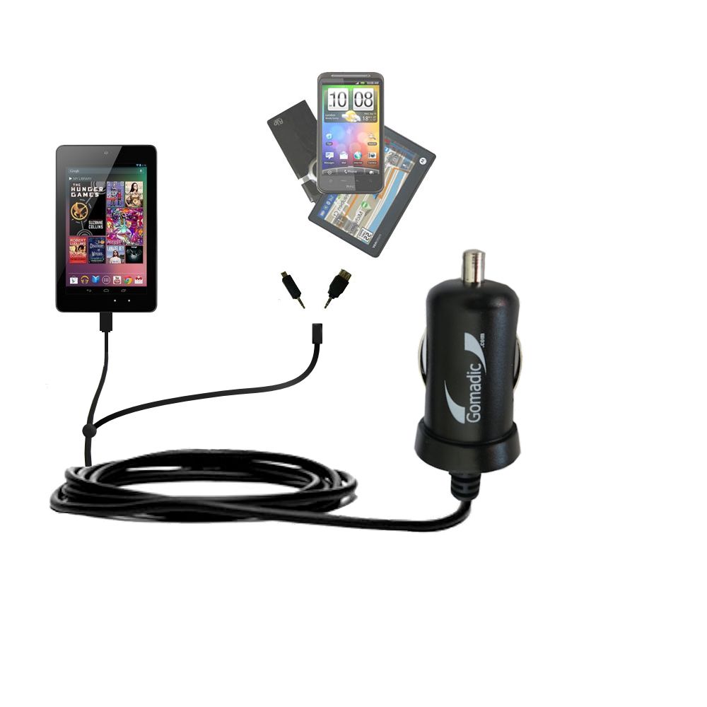 Double Port Micro Gomadic Car / Auto DC Charger suitable for the Amazon Kindle Fire / Fire HD - Charges up to 2 devices simultaneously with Gomadic TipExchange Technology