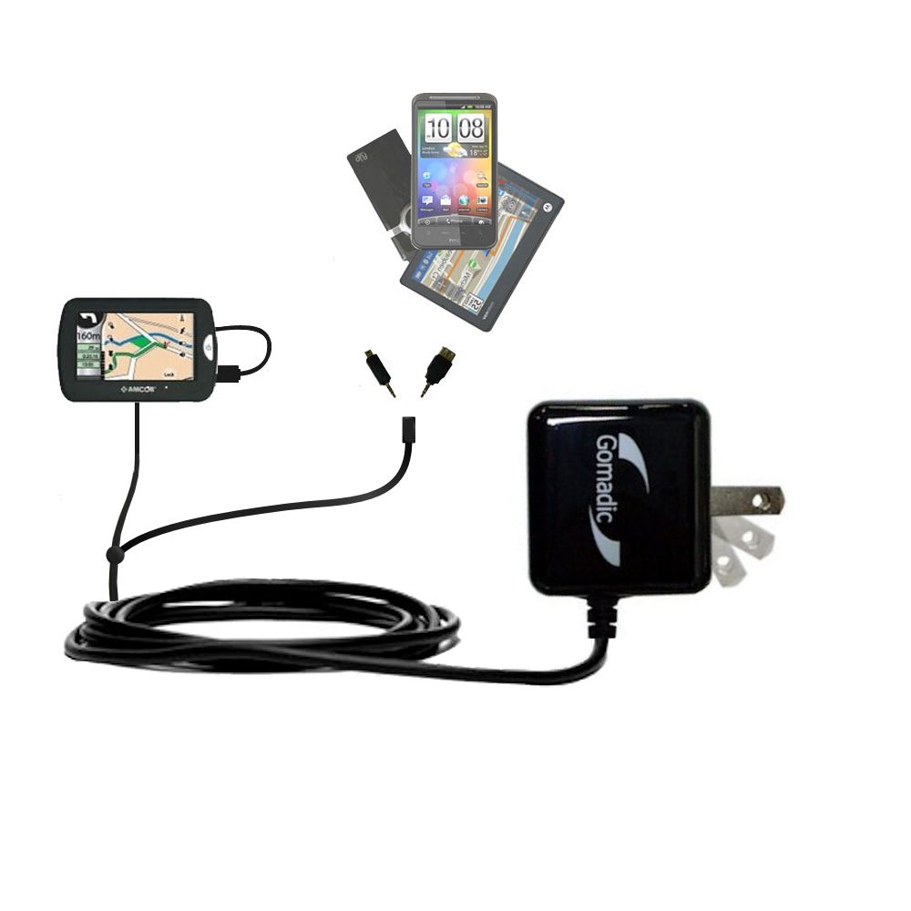 Double Wall Home Charger with tips including compatible with the Amcor Navigation GPS 4300 4500