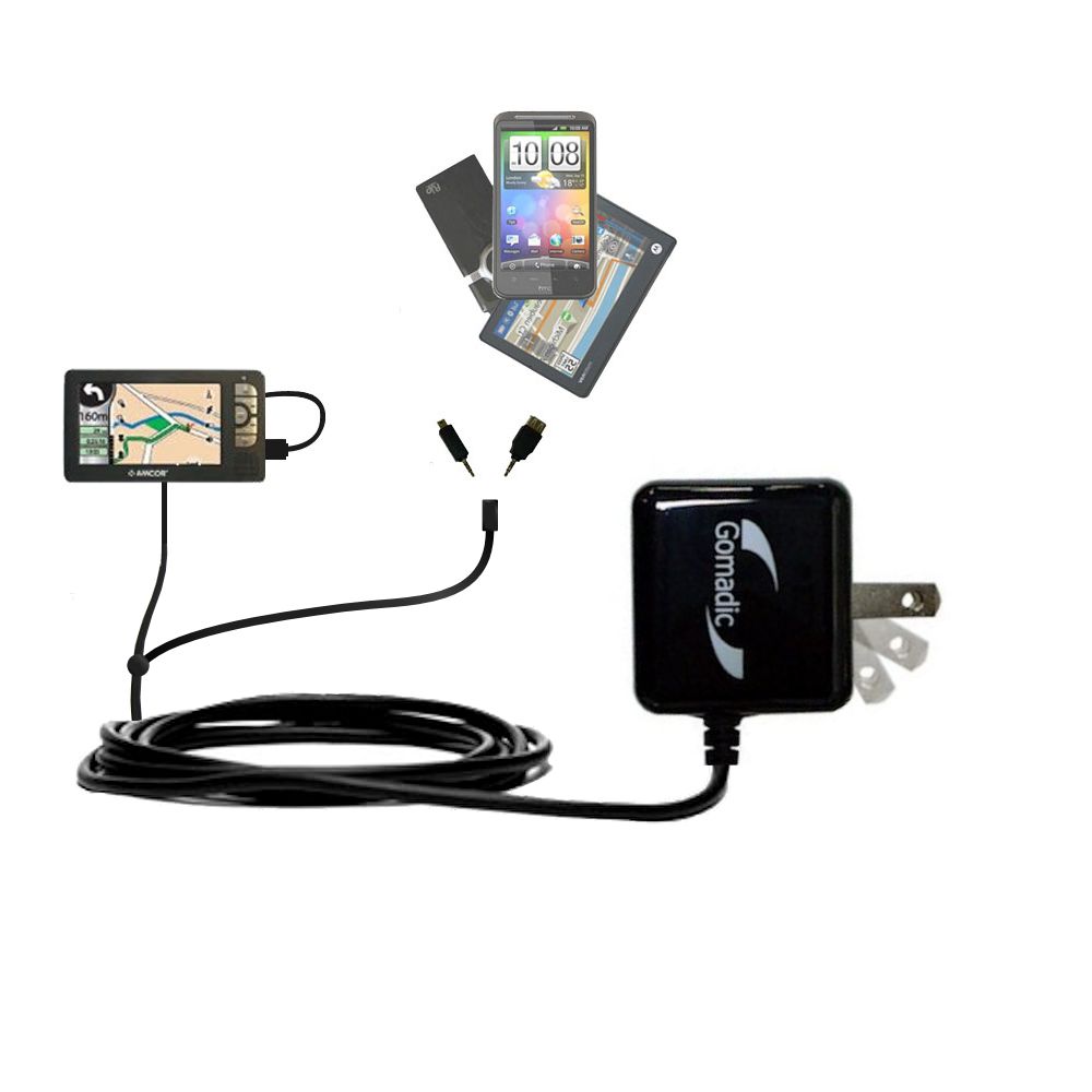 Double Wall Home Charger with tips including compatible with the Amcor Navigation GPS 5600