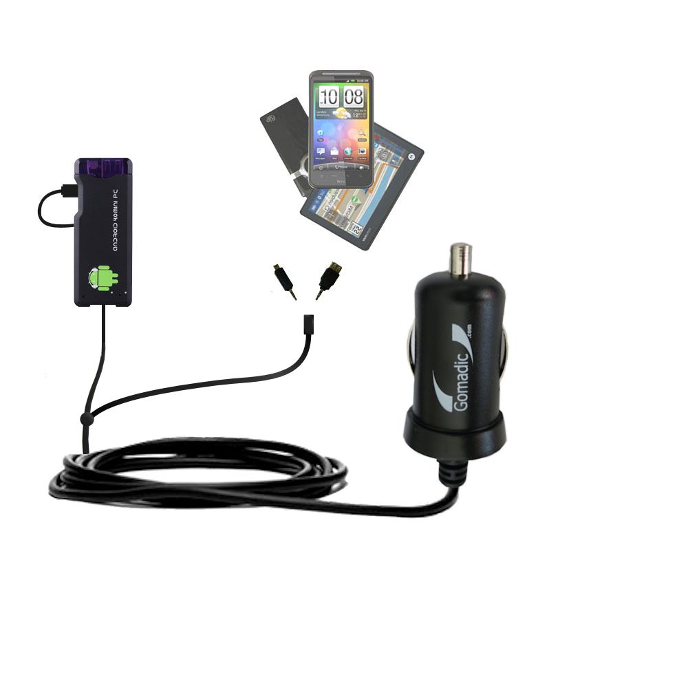 mini Double Car Charger with tips including compatible with the Android MK802 MK808 Mini PC