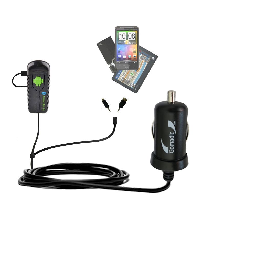 mini Double Car Charger with tips including compatible with the Android UG007 Mini PC
