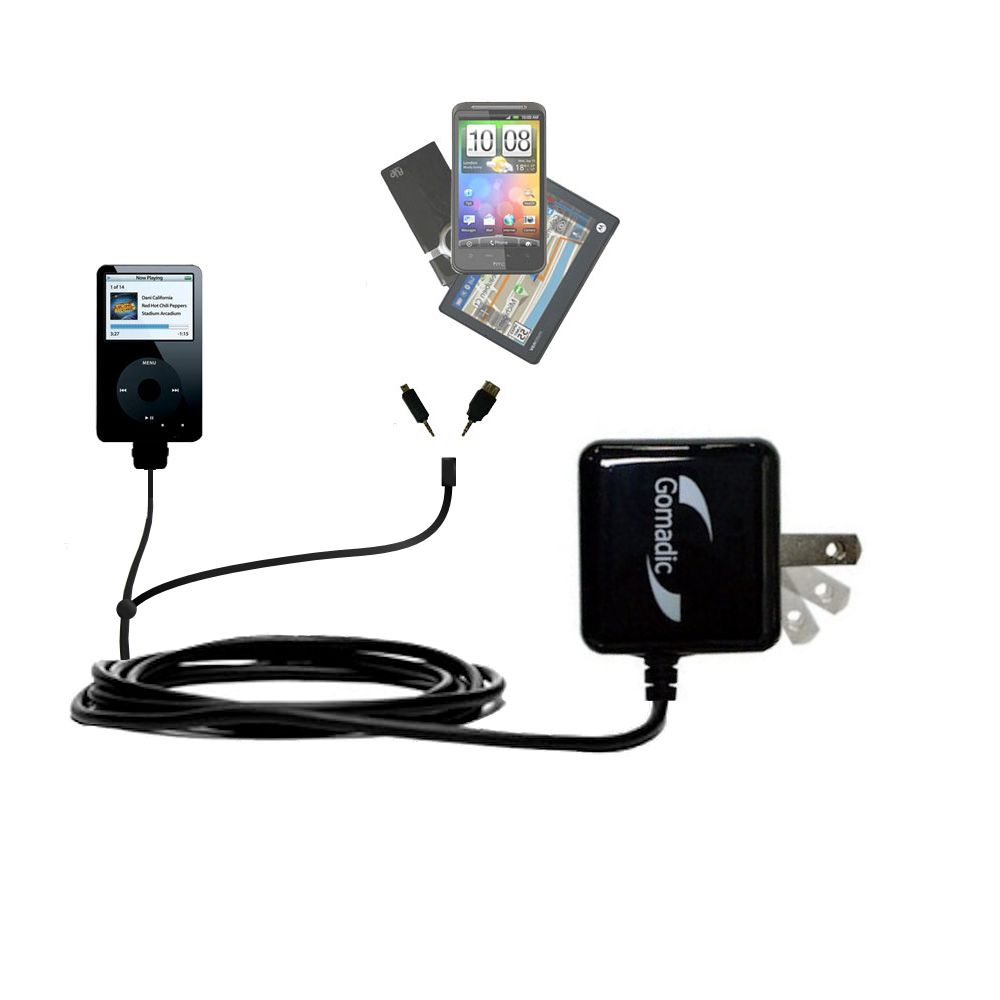 Double Wall Home Charger with tips including compatible with the Apple iPod 80GB
