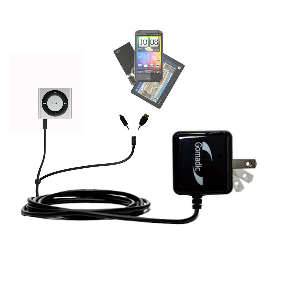 Double Wall Home Charger with tips including compatible with the Apple Shuffle
