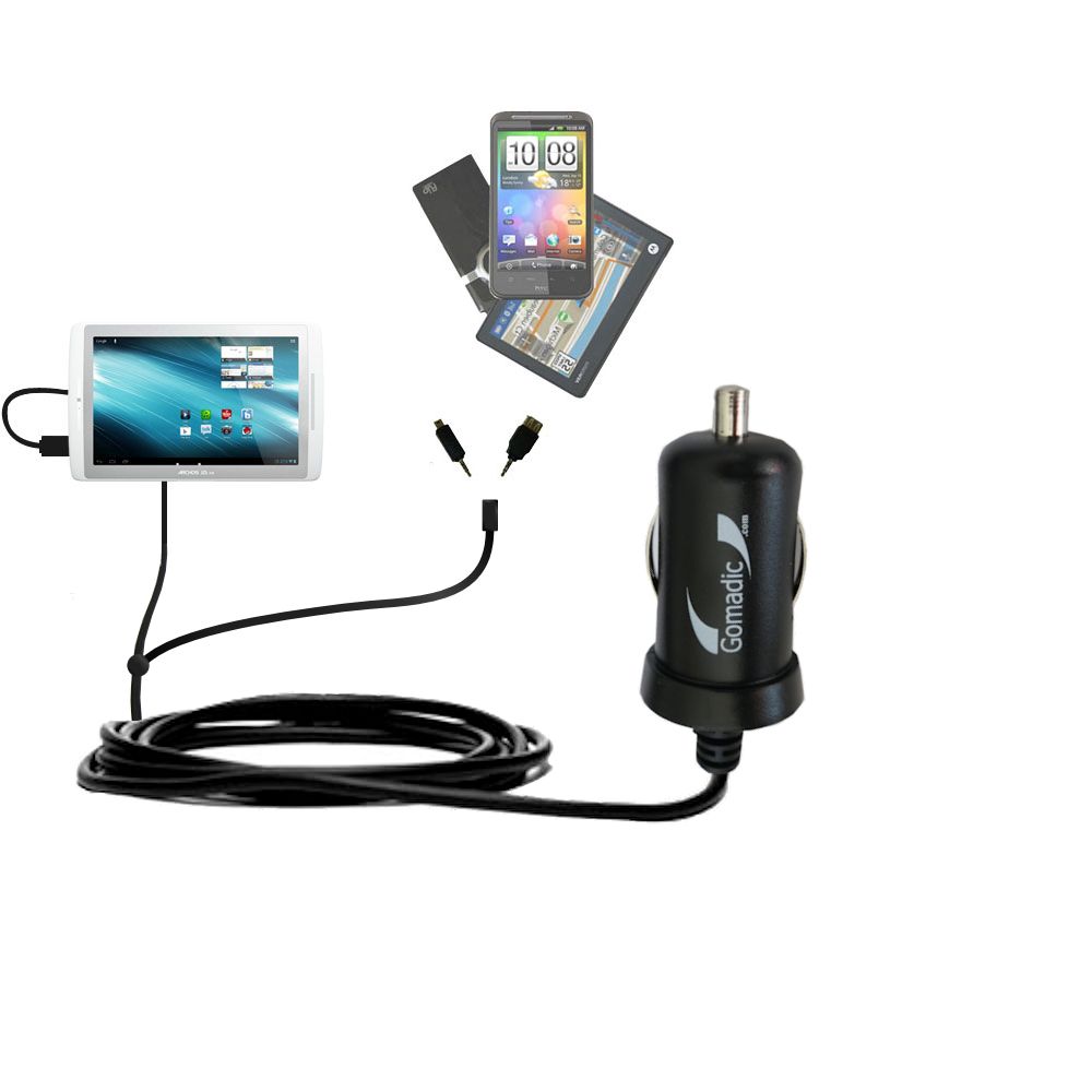 mini Double Car Charger with tips including compatible with the Archos 101 XS Gen 10