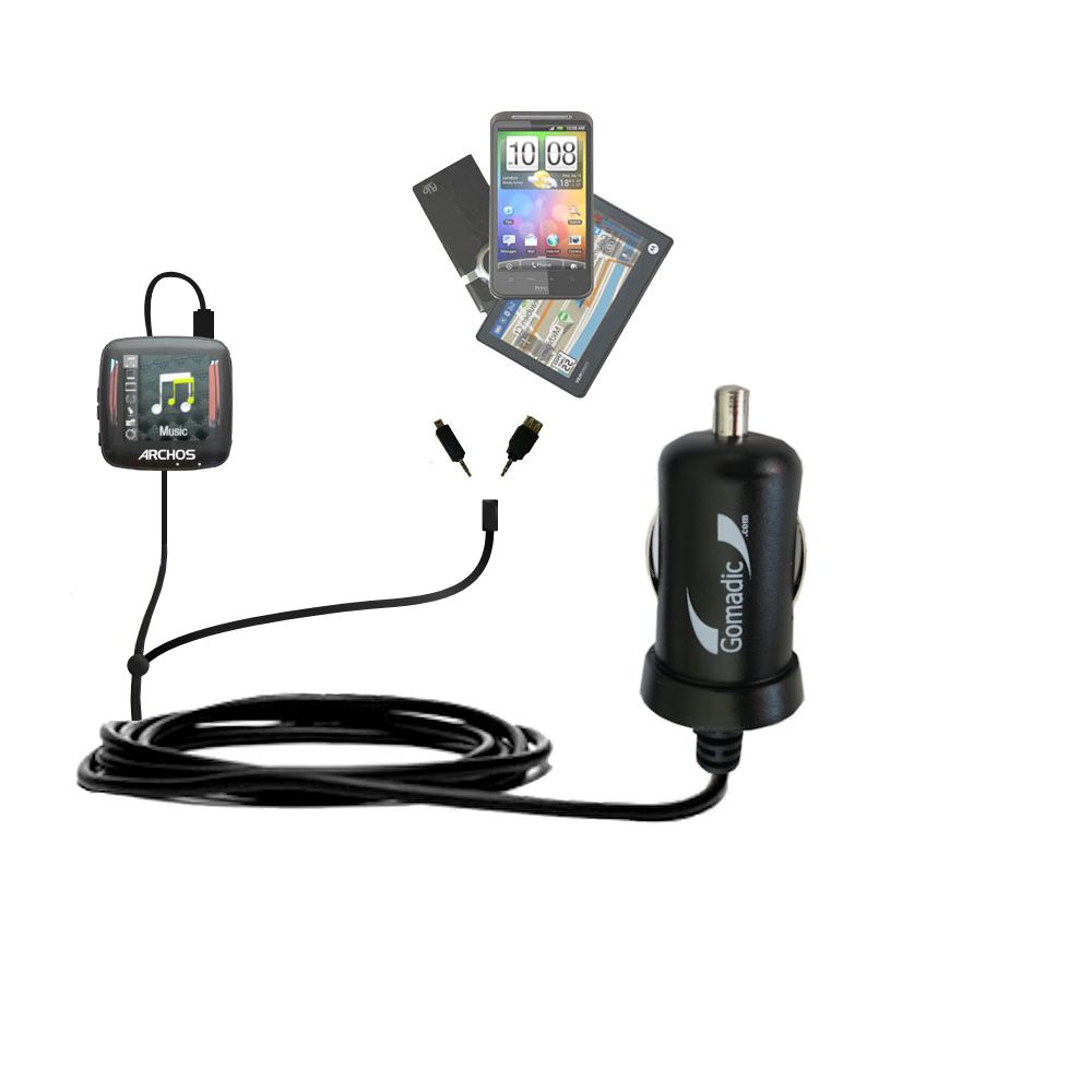 mini Double Car Charger with tips including compatible with the Archos 14 Vision A14VG