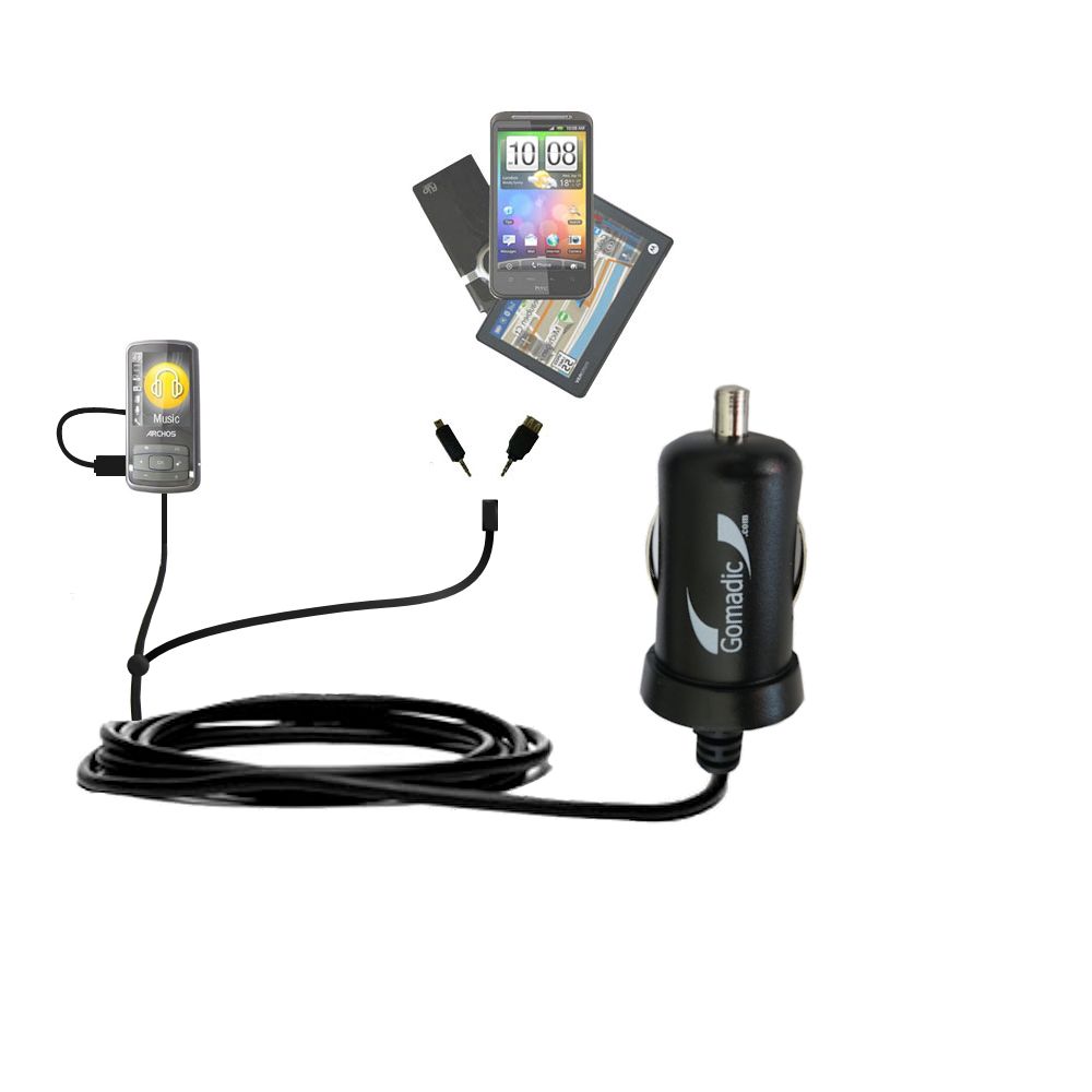 mini Double Car Charger with tips including compatible with the Archos 20b 20c Vision