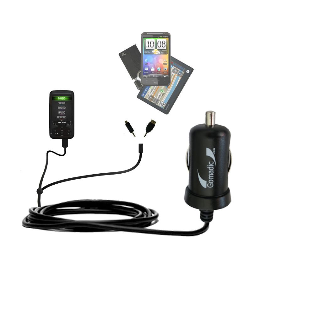 mini Double Car Charger with tips including compatible with the Archos 24 Vision AV24VB