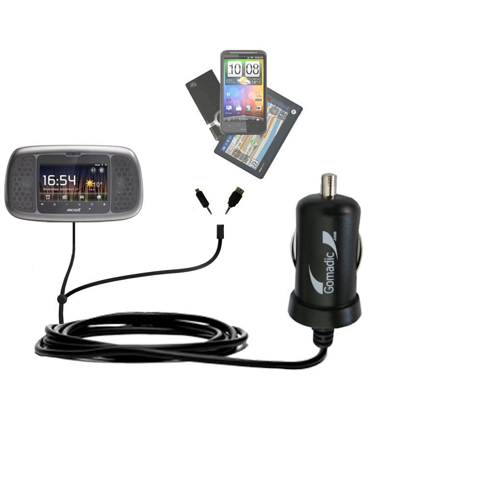 mini Double Car Charger with tips including compatible with the Archos 35 Home Connect