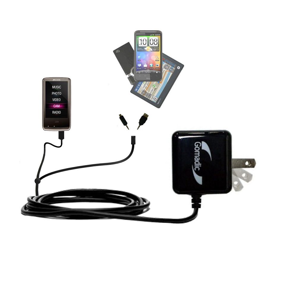 Double Wall Home Charger with tips including compatible with the Archos 3Cam Vision