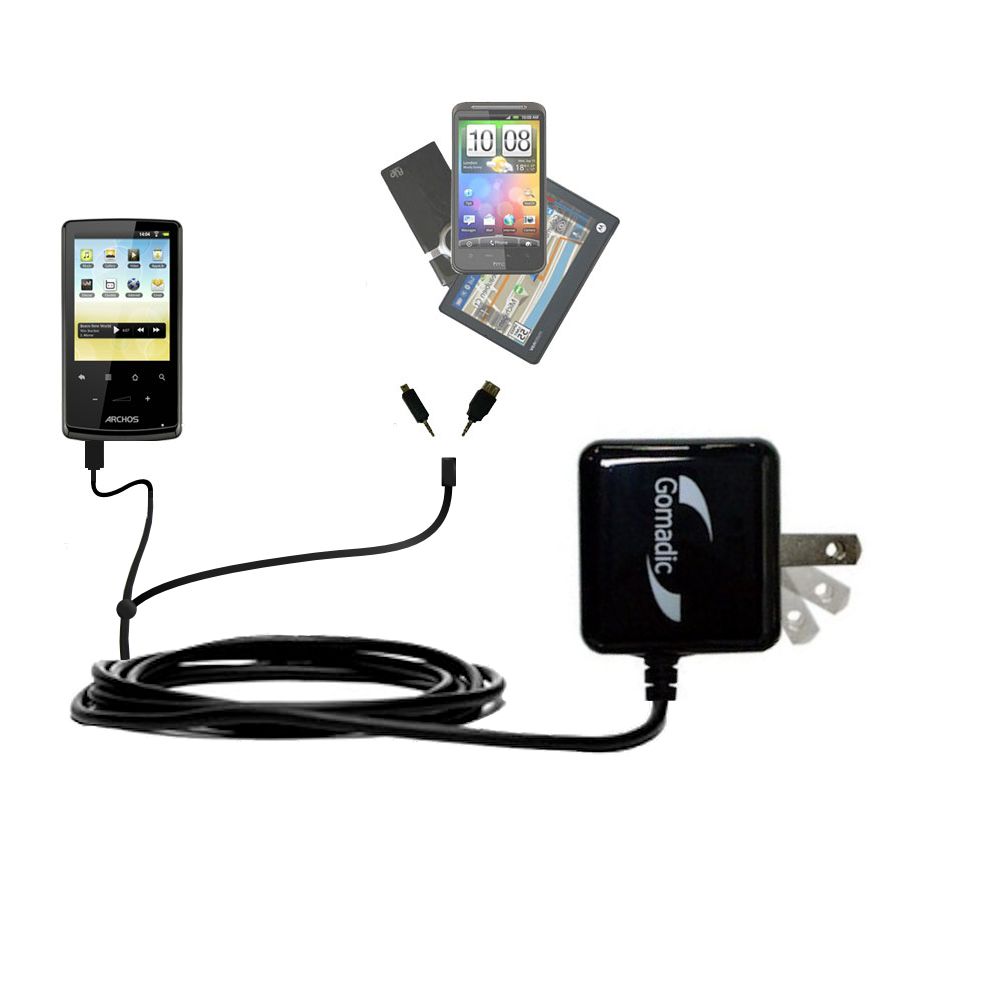 Double Wall Home Charger with tips including compatible with the Archos 28 / 32 / 43 Internet Tablet