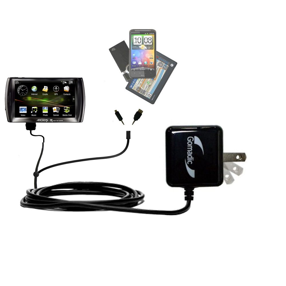 Double Wall Home Charger with tips including compatible with the Archos 5 5g (all GB Sizes)