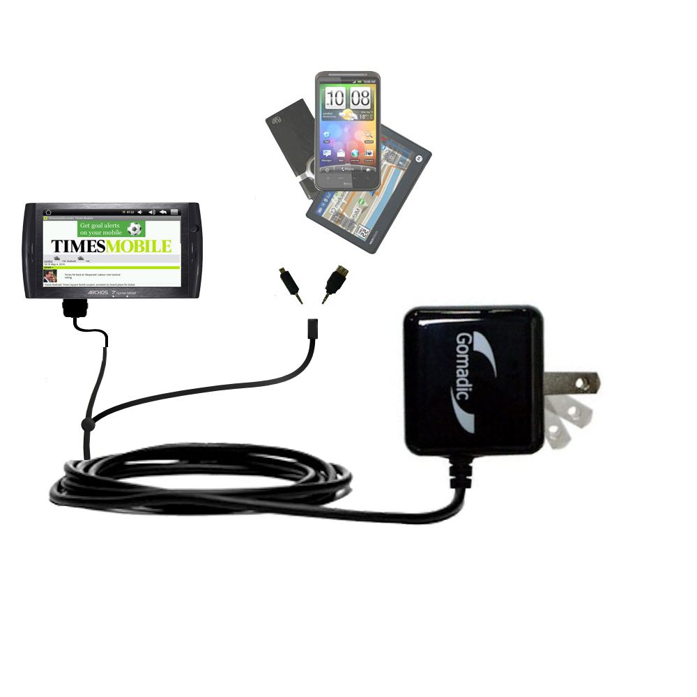 Double Wall Home Charger with tips including compatible with the Archos 7
