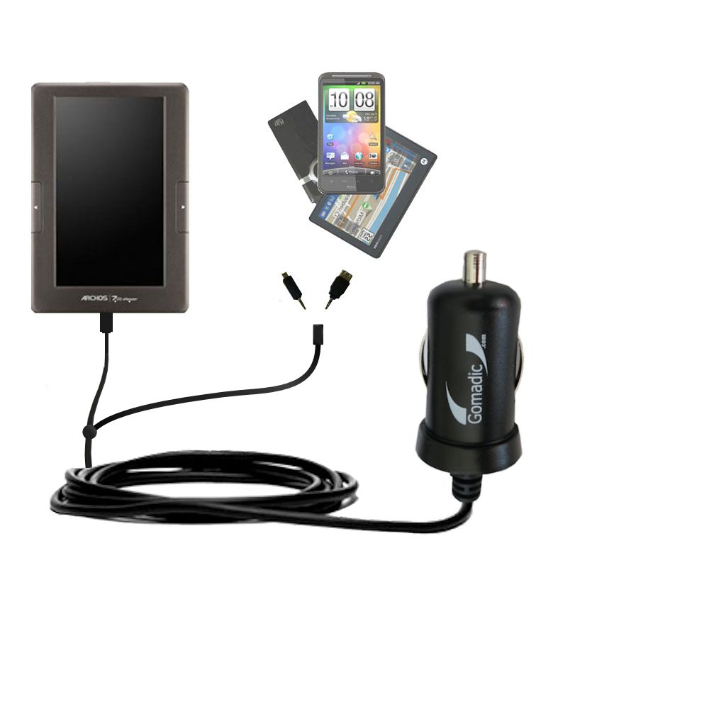 mini Double Car Charger with tips including compatible with the Archos 70 eReader