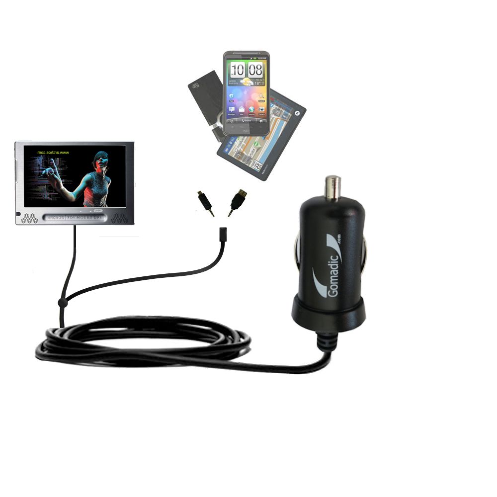 mini Double Car Charger with tips including compatible with the Archos 704 WiFi