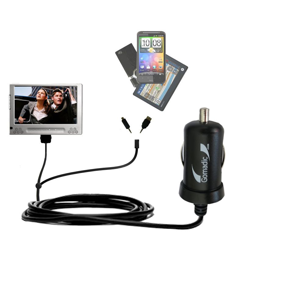 mini Double Car Charger with tips including compatible with the Archos 705 WiFi