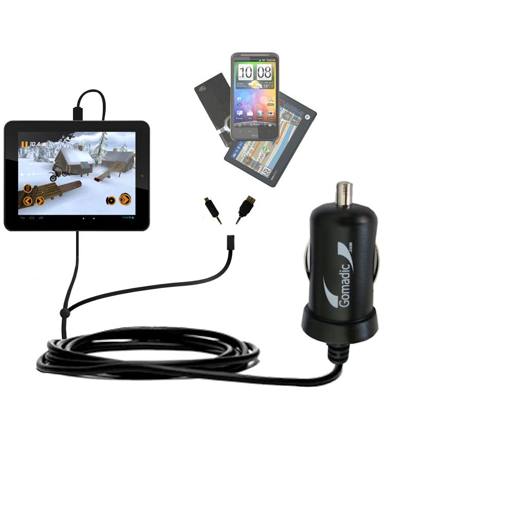 mini Double Car Charger with tips including compatible with the Archos 80 Cobalt