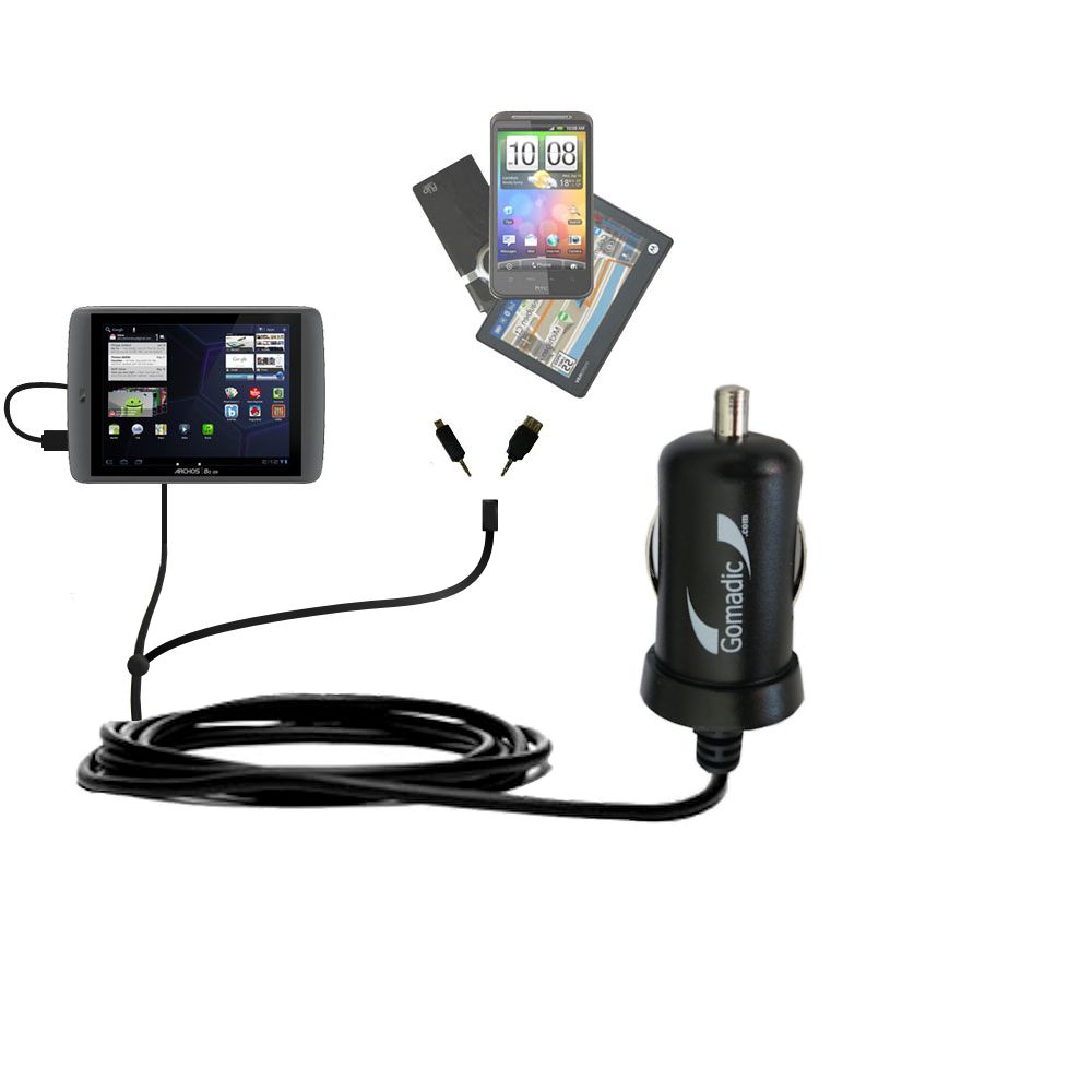 mini Double Car Charger with tips including compatible with the Archos 80 G9