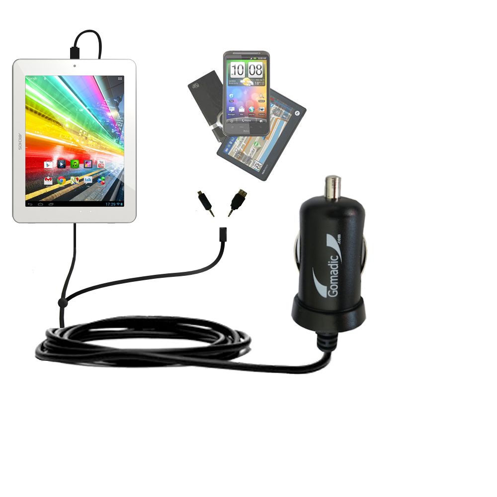 mini Double Car Charger with tips including compatible with the Archos 80b Platinum