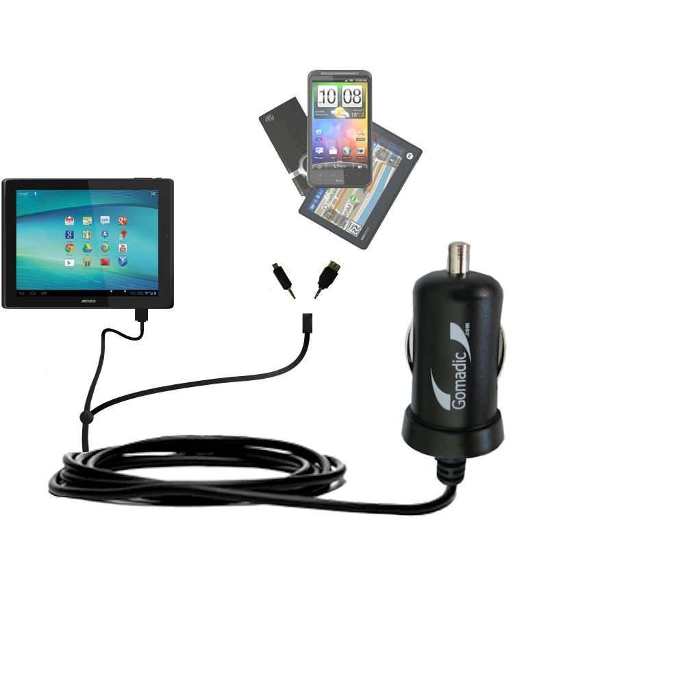 mini Double Car Charger with tips including compatible with the Archos 97 Xenon