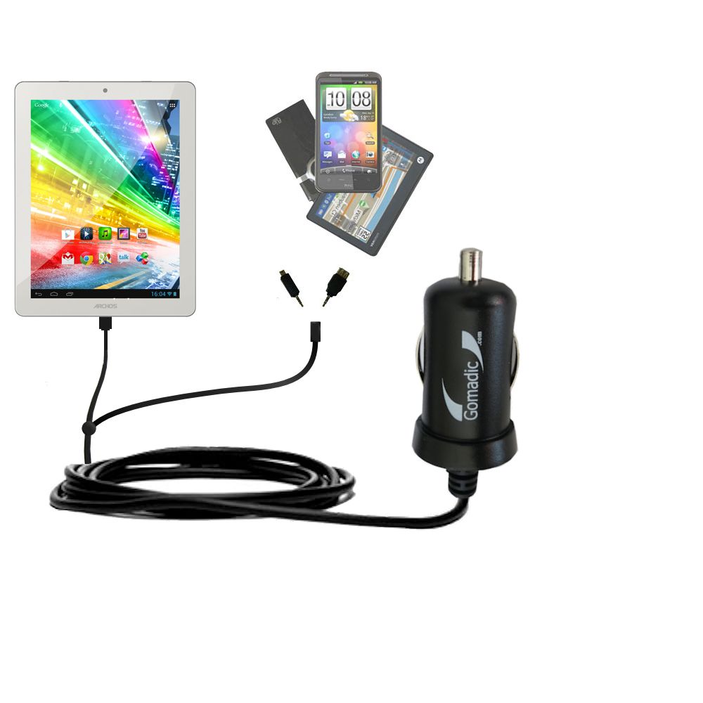 mini Double Car Charger with tips including compatible with the Archos 97b Platinum