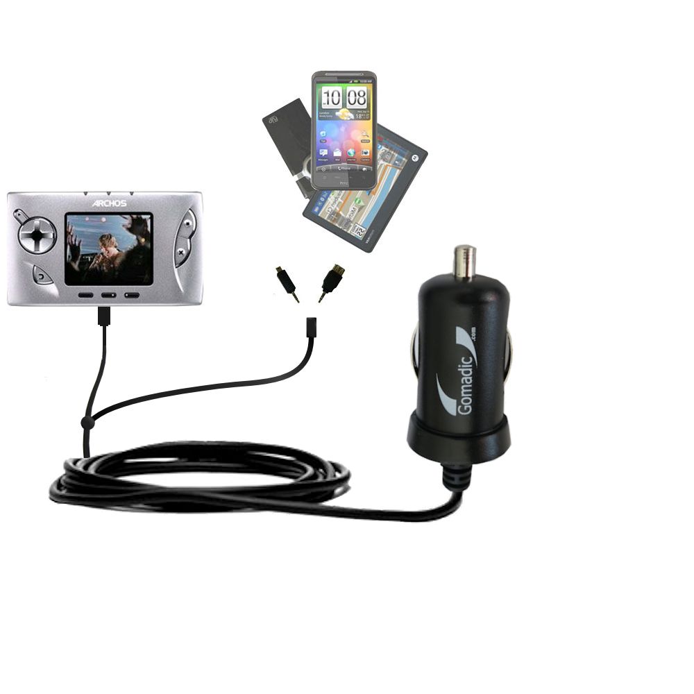 mini Double Car Charger with tips including compatible with the Archos Gmini 400 402