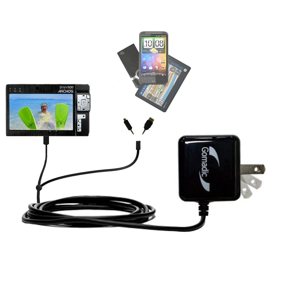 Double Wall Home Charger with tips including compatible with the Archos Gmini 500