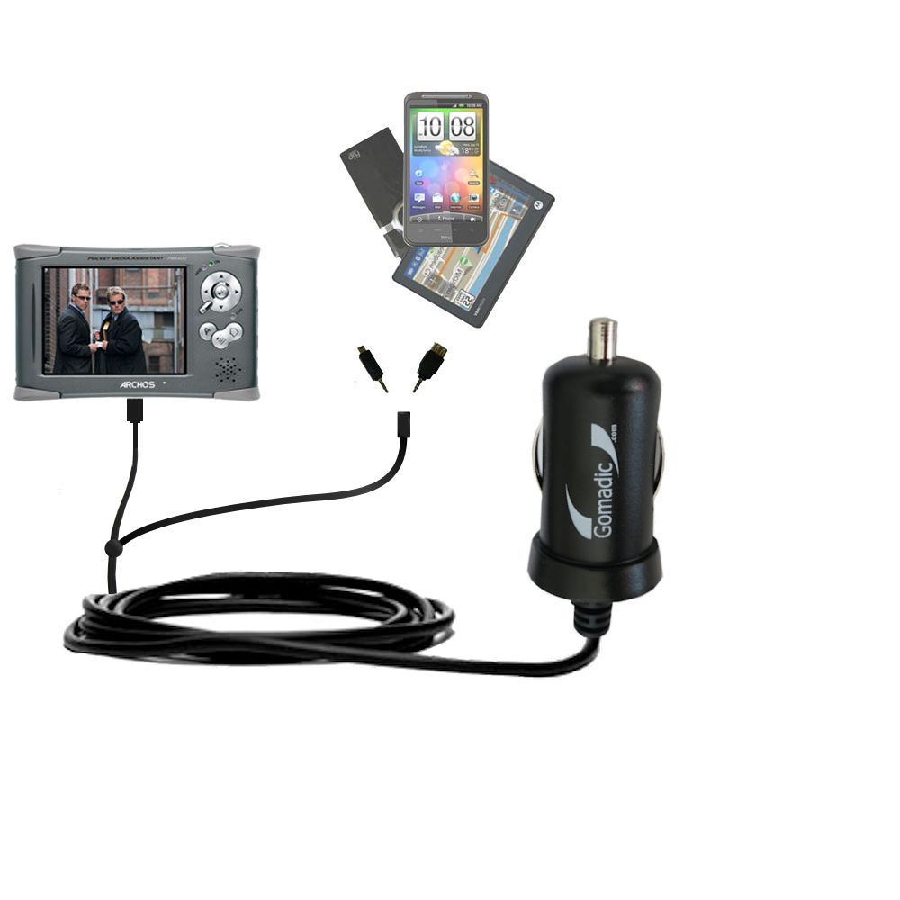mini Double Car Charger with tips including compatible with the Archos PMA 400
