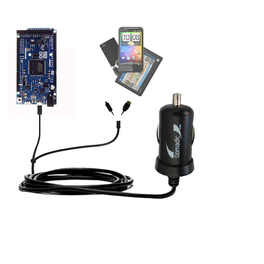 mini Double Car Charger with tips including compatible with the Arduino DUE